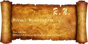 Rónai Nikoletta névjegykártya